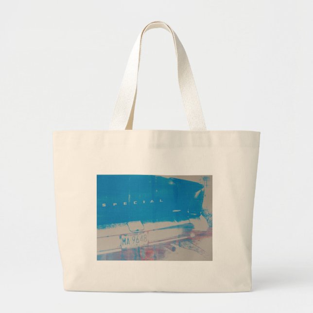 Blue car large tote bag (Front)