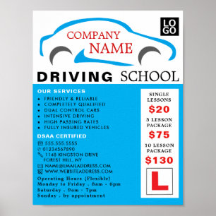 Blue Car Logo, Driving School, Instructor Advert Poster
