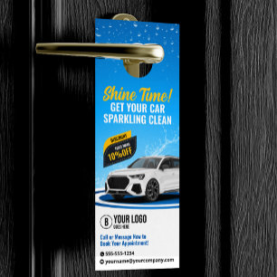 Blue Car Wash Auto Detailing Auto Cleaning Waxing Door Hanger