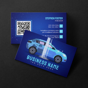 Blue Car Washing Auto Cleaning Waxing Shampooing Business Card