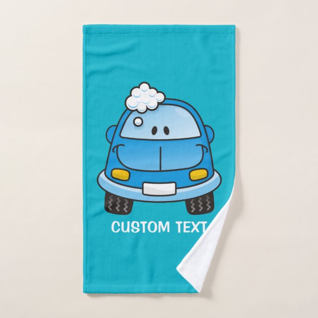 Blue Car with Bubbles Bath Towel Set (Hand Towel)