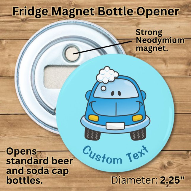 Blue car with bubbles bottle opener (Creator Uploaded)