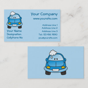 Blue car with bubbles business card
