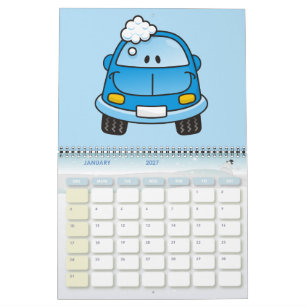 Blue car with bubbles calendar