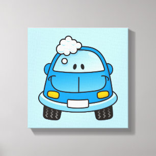 Blue car with bubbles canvas print