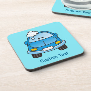 Blue car with bubbles drink coaster