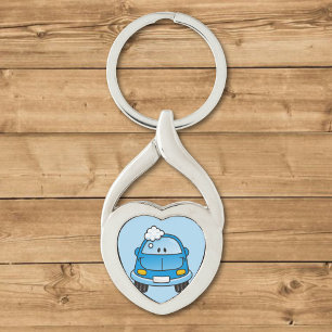 Blue car with bubbles key ring
