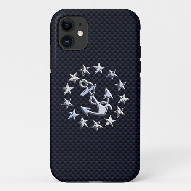 Blue Carbon Fibre Style Chrome Like Yacht Flag Case-Mate iPhone Case (Back)