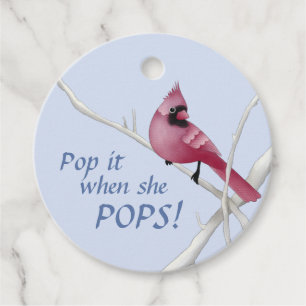 Blue Cardinal Baby Shower Pop It When She Pops! Favour Tags