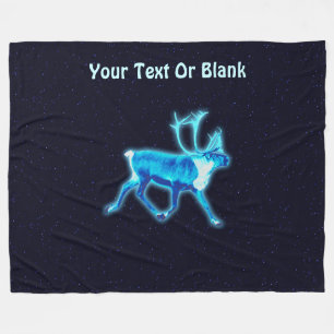 Blue Caribou (Reindeer) Fleece Blanket