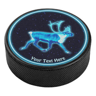 Blue Caribou (Reindeer) Hockey Puck