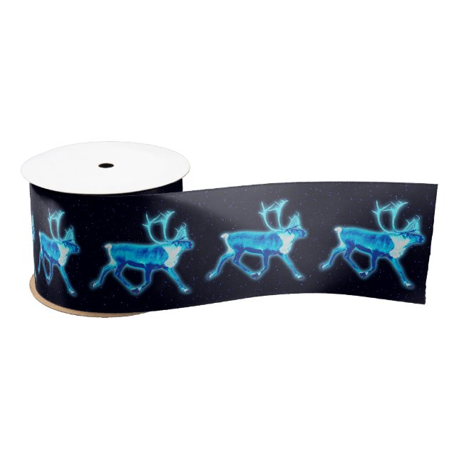 Blue Caribou (Reindeer) Satin Ribbon (Spool)