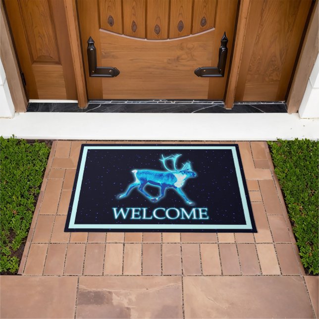 Blue Caribou (Reindeer) - Welcome Doormat (Outdoor)