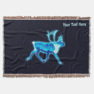 Blue Caribou Throw Blanket