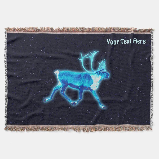 Blue Caribou Throw Blanket (Front)