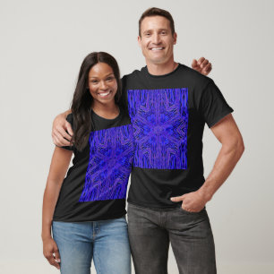 Blue Carnation Bohemian Abstract Floral Graphic  T-Shirt
