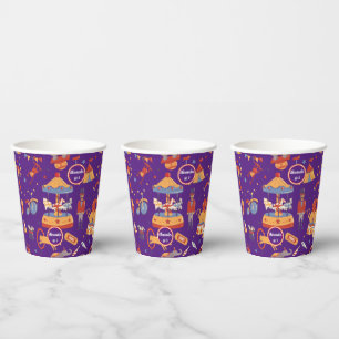 Blue Carnival Kids' Birthday Circus Pattern Clown Paper Cups