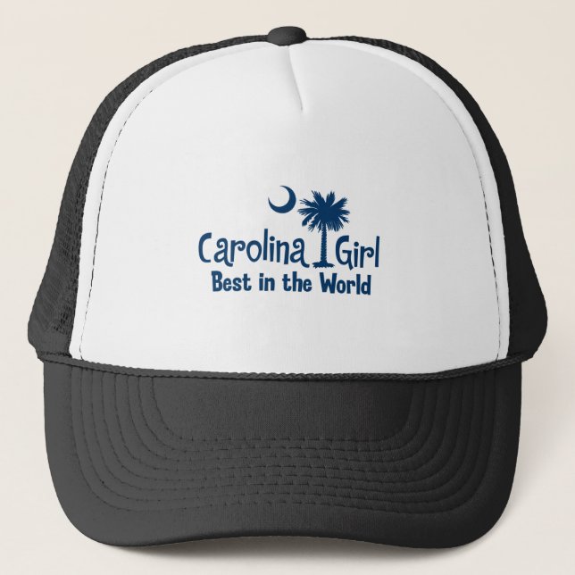Blue Carolina Girl Best in the World Trucker Hat (Front)