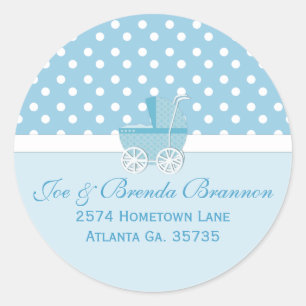 Blue Carriage and Polka Dots Address Labels
