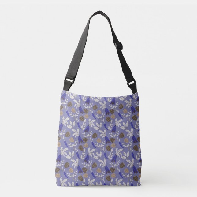 Blue Carrots And Nuts Pattern Crossbody Bag (Front)