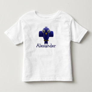 Blue Cartoon Bird & Typography Toddler T-Shirt
