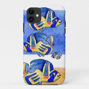 Blue Cartoon Butterfly Fish Case-Mate iPhone Case