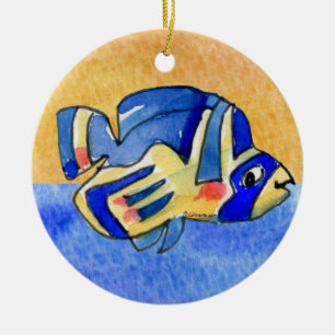 Blue Cartoon Butterfly Fish Ceramic Tree Decoration