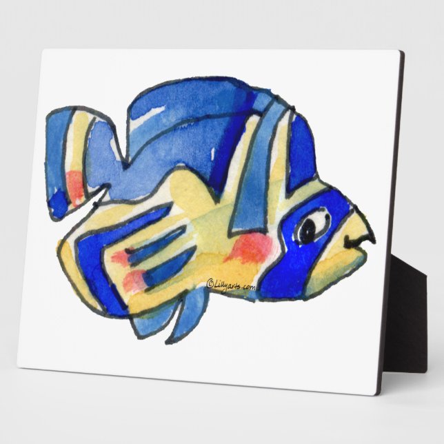 Blue Cartoon Butterfly Fish Plaque (Side)
