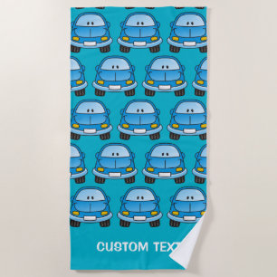 Blue cartoon car beach towel