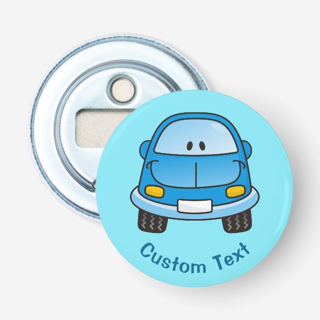 Blue cartoon car bottle opener (Front)