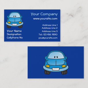 Blue cartoon car business card