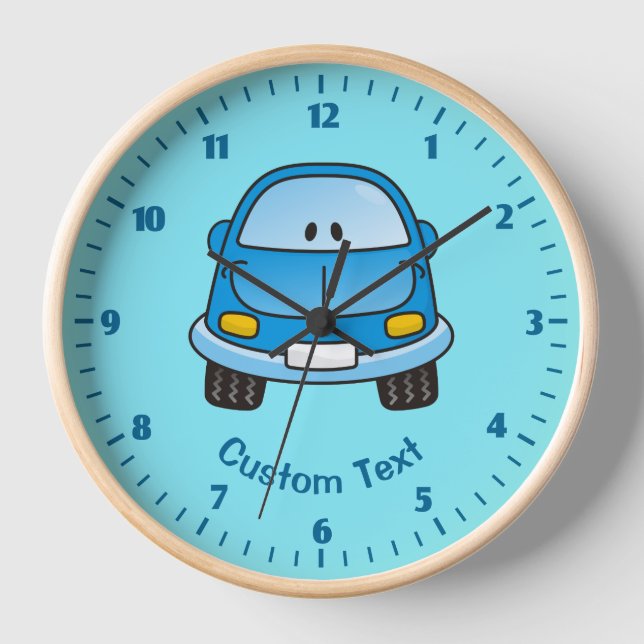 Blue Cartoon Car Clock (Front)
