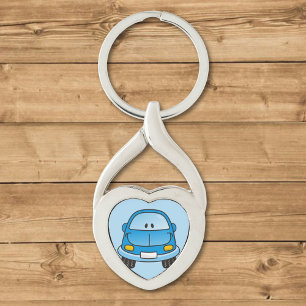 Blue cartoon car key ring