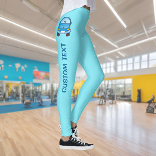 Blue cartoon car leggings