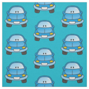 Blue Cartoon Car Pattern Fabric