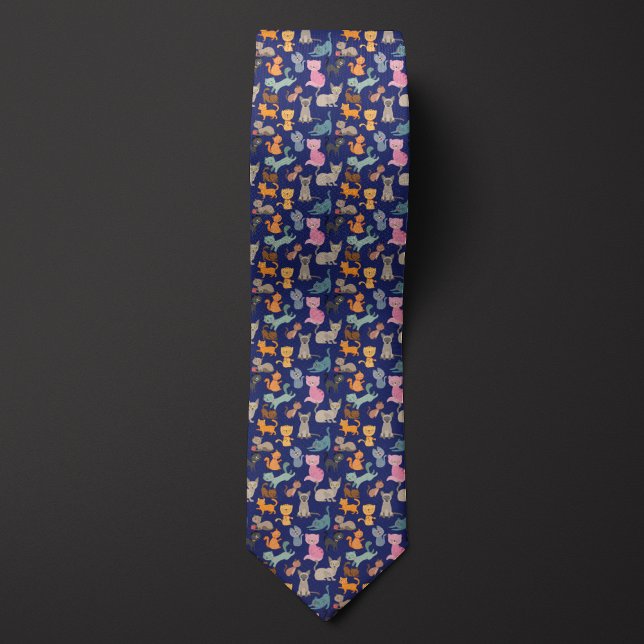 Blue Cartoon Cats Montage Tie (Creator Uploaded)