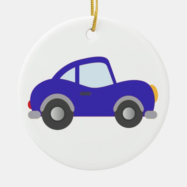Blue Cartoon Coupe Car Ceramic Tree Decoration (Front)