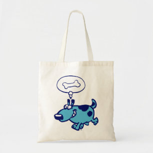 Blue Cartoon Dog thinking of bone Bag