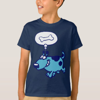 Blue Cartoon Dog thinking of bone Children T-shirt