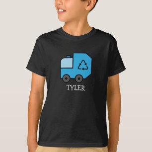 Blue Cartoon Garbage/Recycle Truck with Kids Name T-Shirt