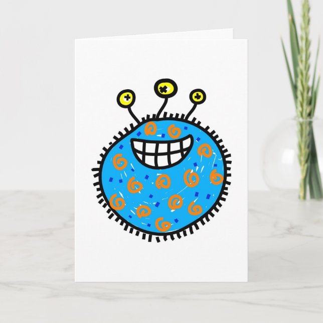 Blue Cartoon Germ Card (Front)