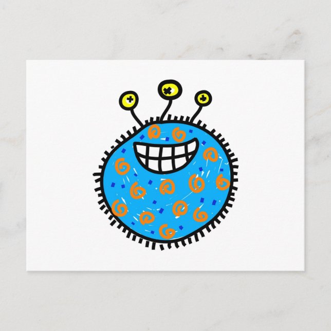 Blue Cartoon Germ Postcard (Front)