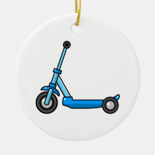 Blue Cartoon Kick/Push Scooter Ceramic Tree Decoration
