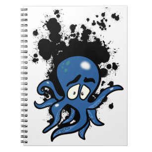 Blue Cartoon Octopus Notebook