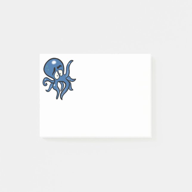 Blue Cartoon Octopus Post-it Notes (Front)