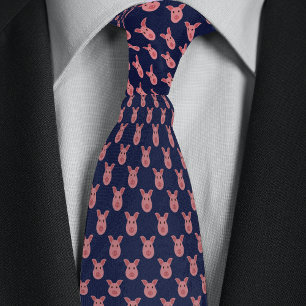 Blue Cartoon Pig Farmers Tie