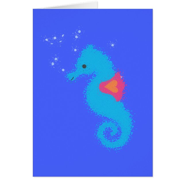 Blue Cartoon Seahorse (Front)