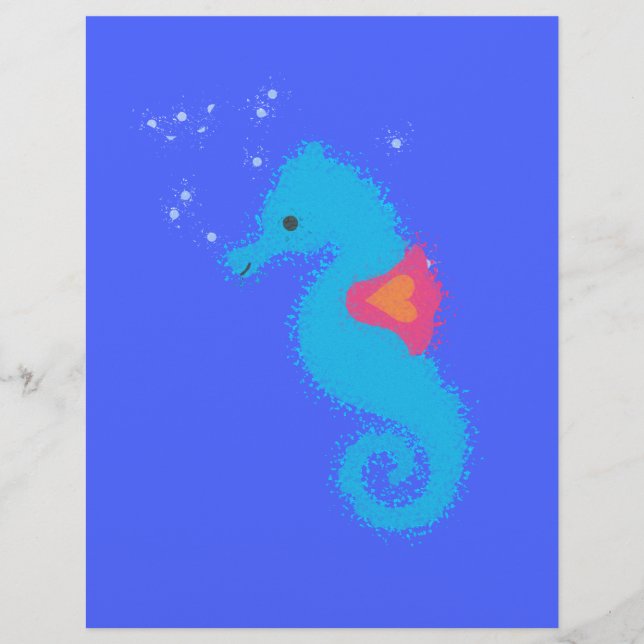 Blue Cartoon Seahorse (Front)