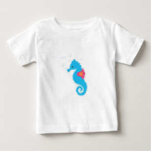 Blue Cartoon Seahorse Baby T-Shirt
