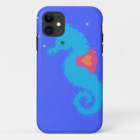 Blue Cartoon Seahorse